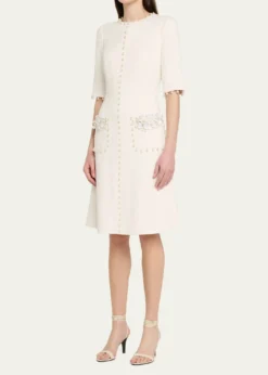 Rickie Freeman for Teri JonBead-Embellished Boucle Dress