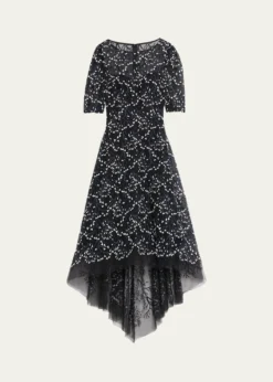 Rickie Freeman for Teri Jon3D Lace High-Low Cocktail Dress