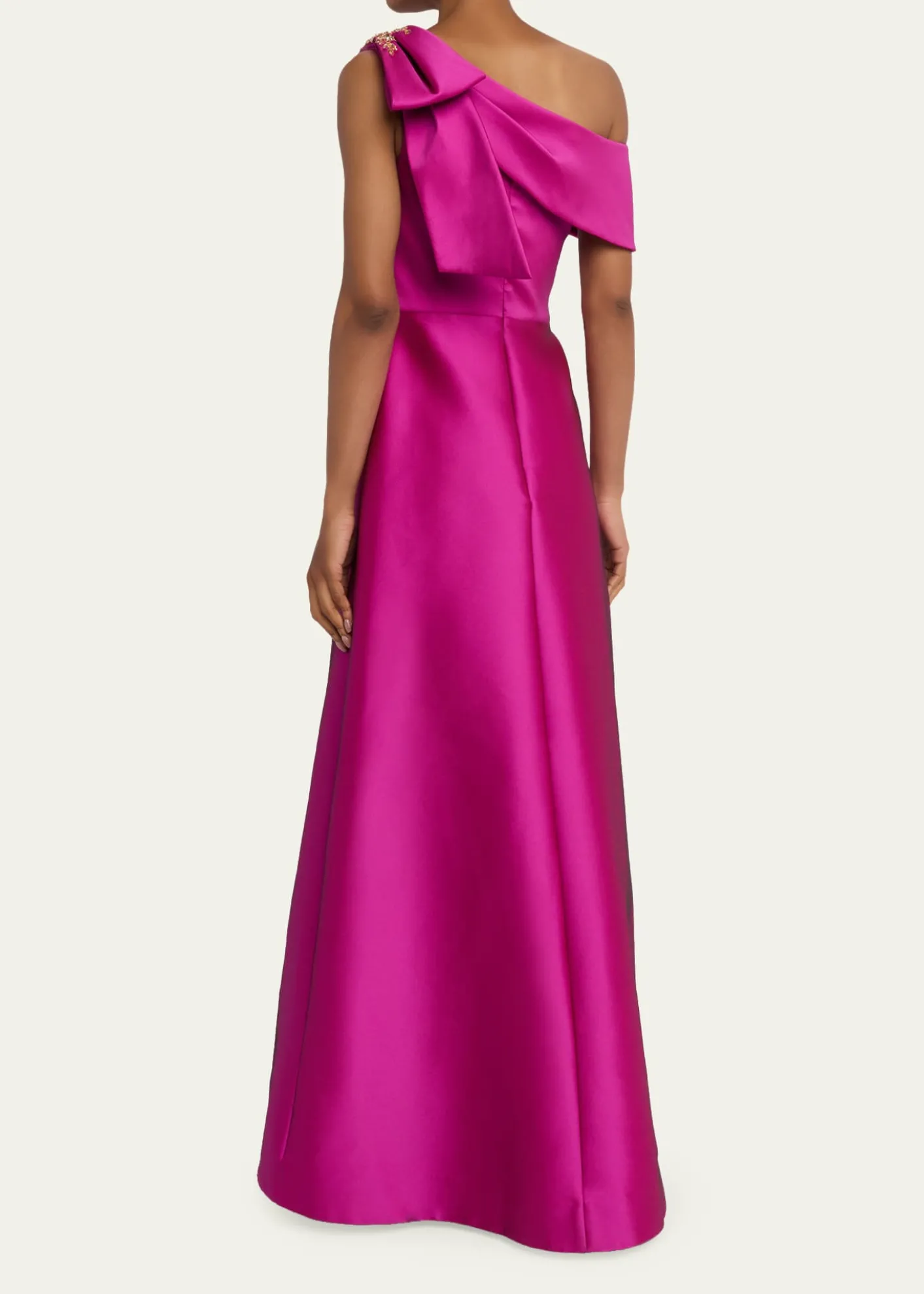 Rickie Freeman for Teri JonDraped One-Shoulder Bow Gown