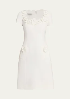 Rickie Freeman for Teri JonFloral Applique Crepe Mini Dress