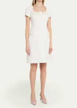 Rickie Freeman for Teri JonFloral Applique Crepe Mini Dress