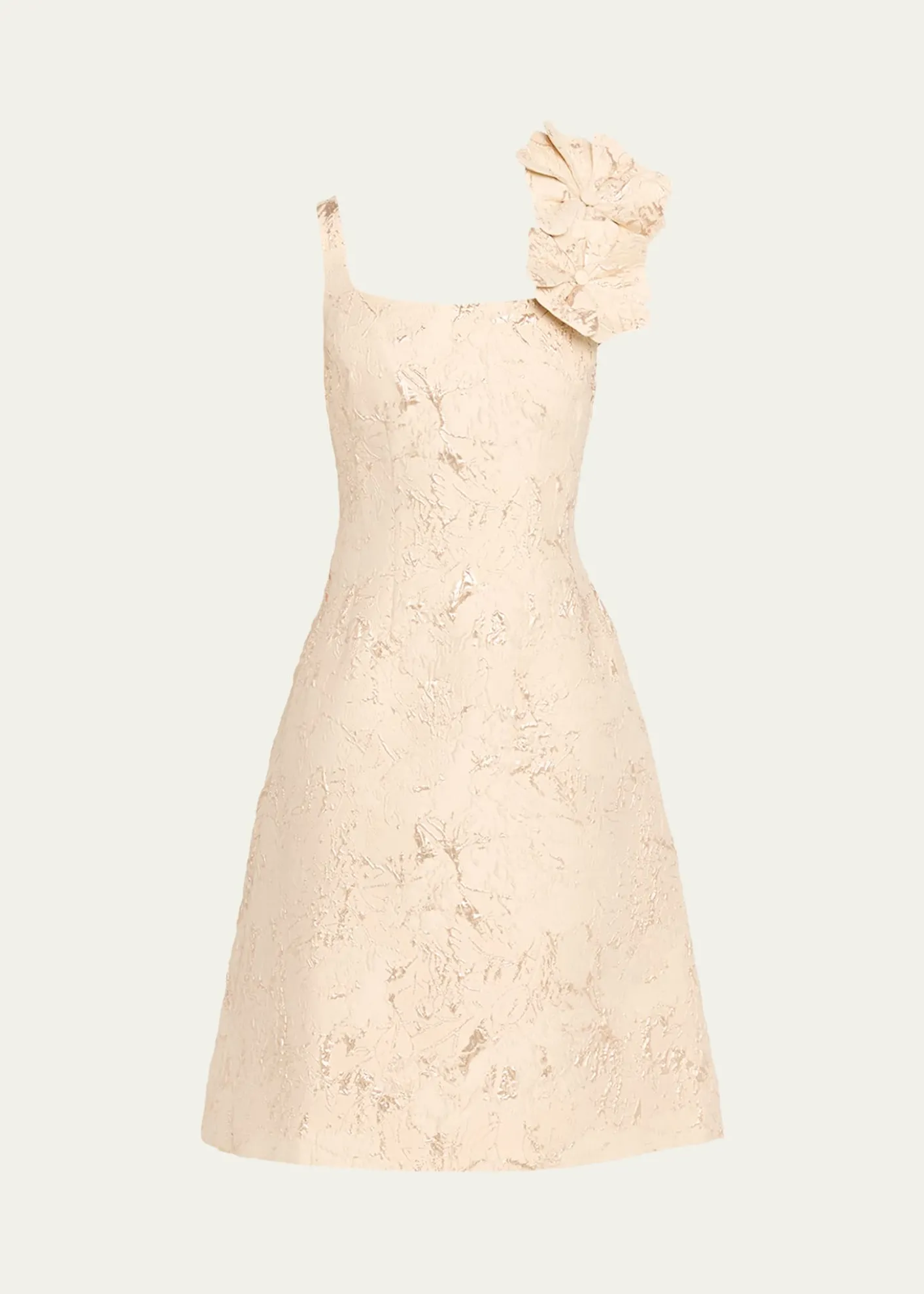Rickie Freeman for Teri JonFloral Applique Metallic Jacquard Dress