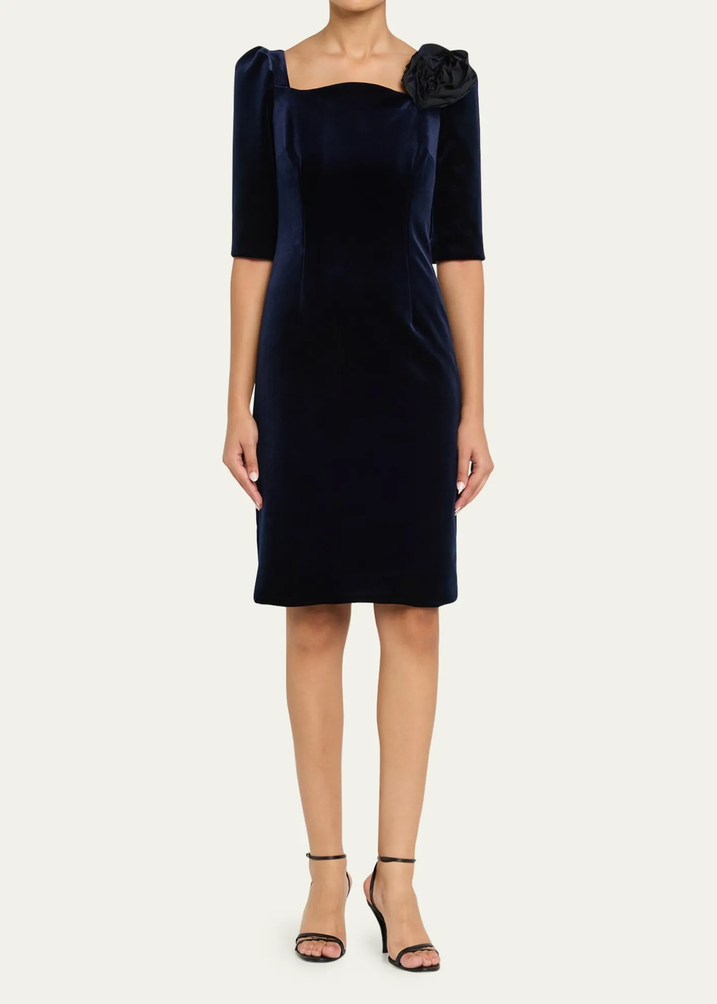 Rickie Freeman for Teri JonFloral Applique Velvet Dress