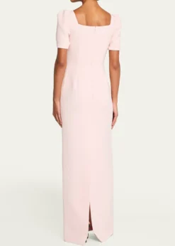 Rickie Freeman for Teri JonFloral Applique Crepe Column Gown