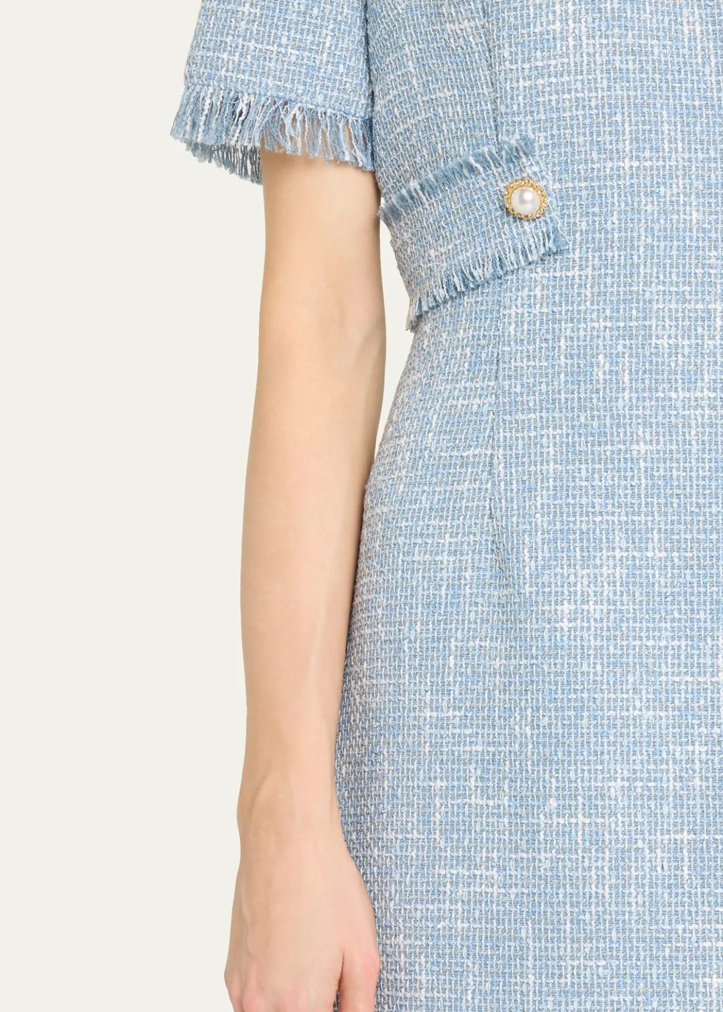 Rickie Freeman for Teri JonFringe-Trim Boucle Tweed Dress