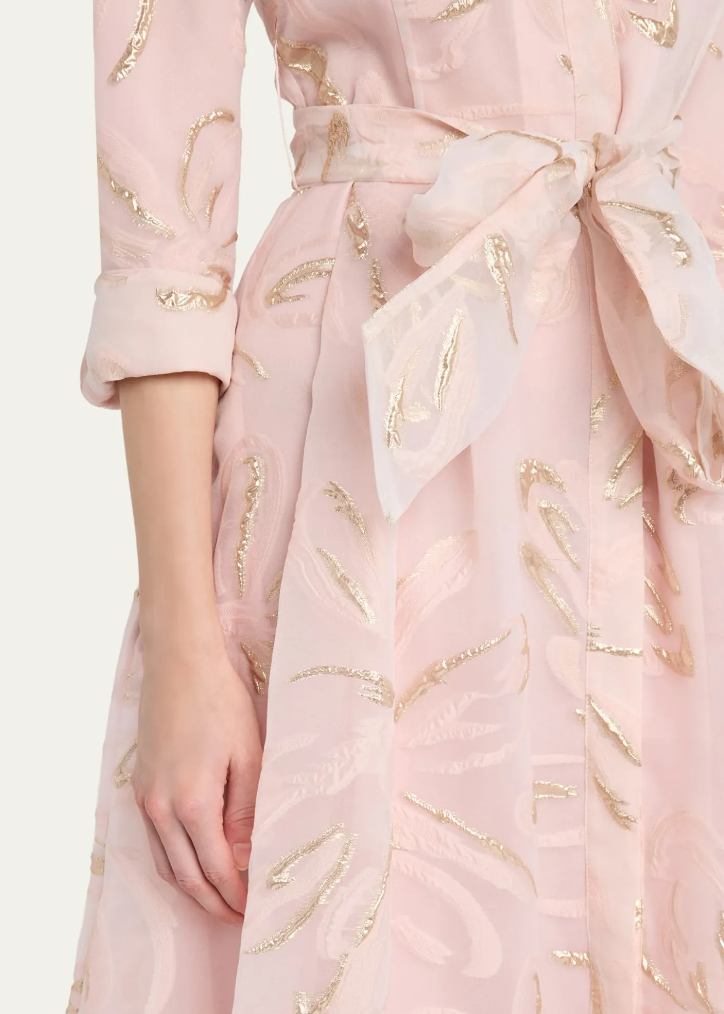 Rickie Freeman for Teri JonMetallic Organza Jacquard Shirt Gown