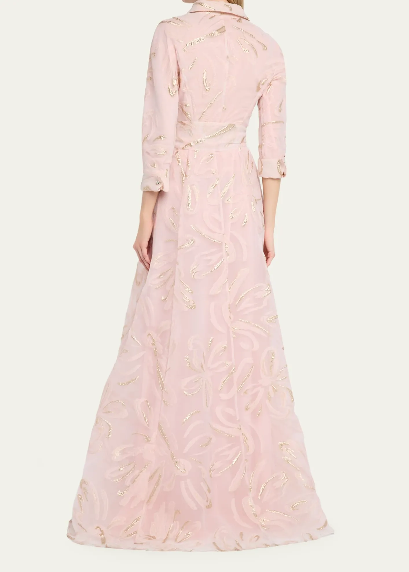 Rickie Freeman for Teri JonMetallic Organza Jacquard Shirt Gown