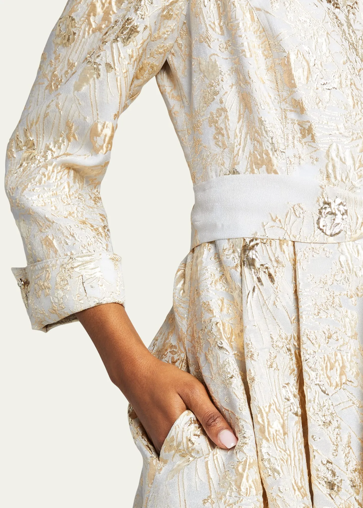 Rickie Freeman for Teri JonMetallic Brocade Shirtdress Gown