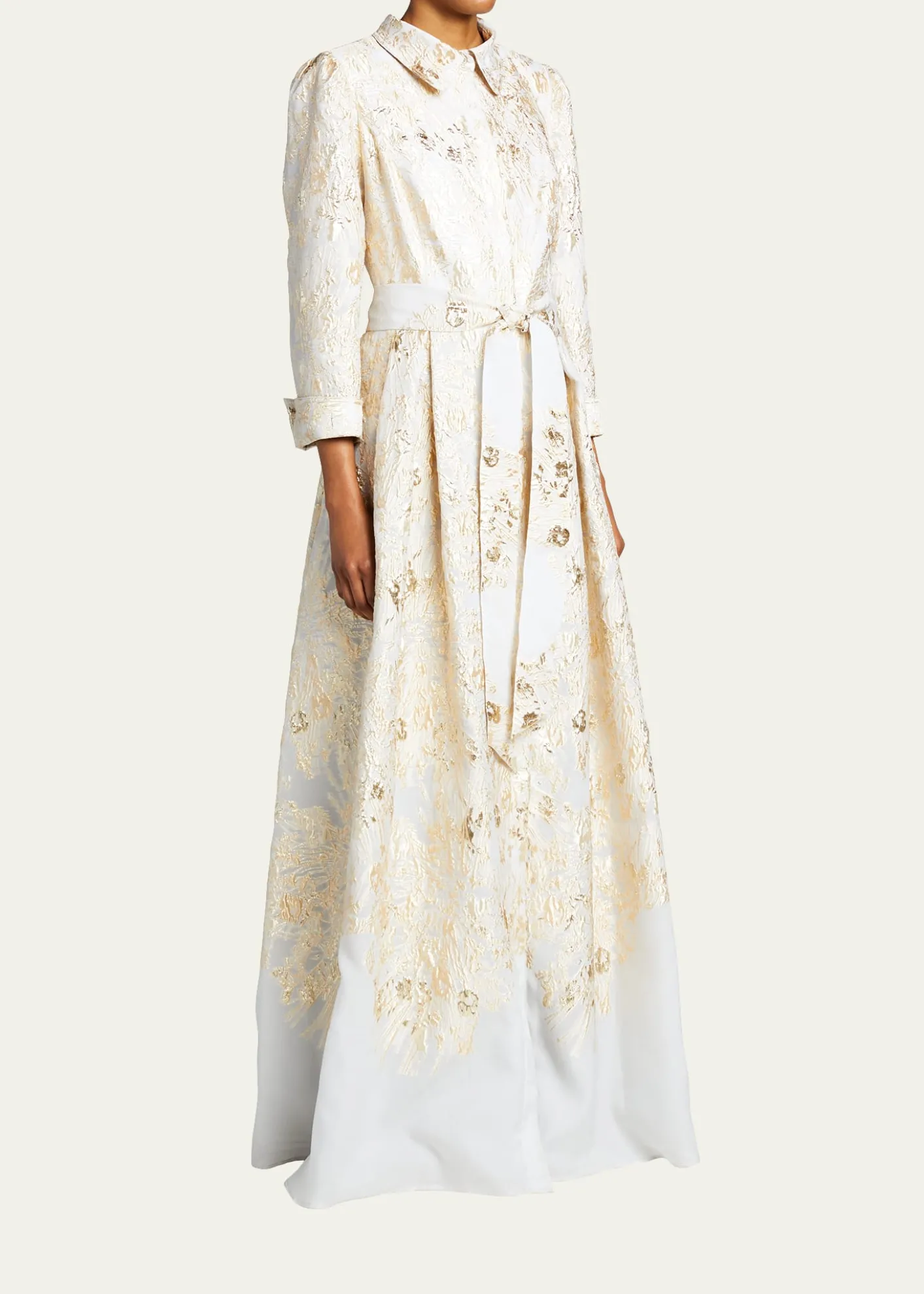Rickie Freeman for Teri JonMetallic Brocade Shirtdress Gown