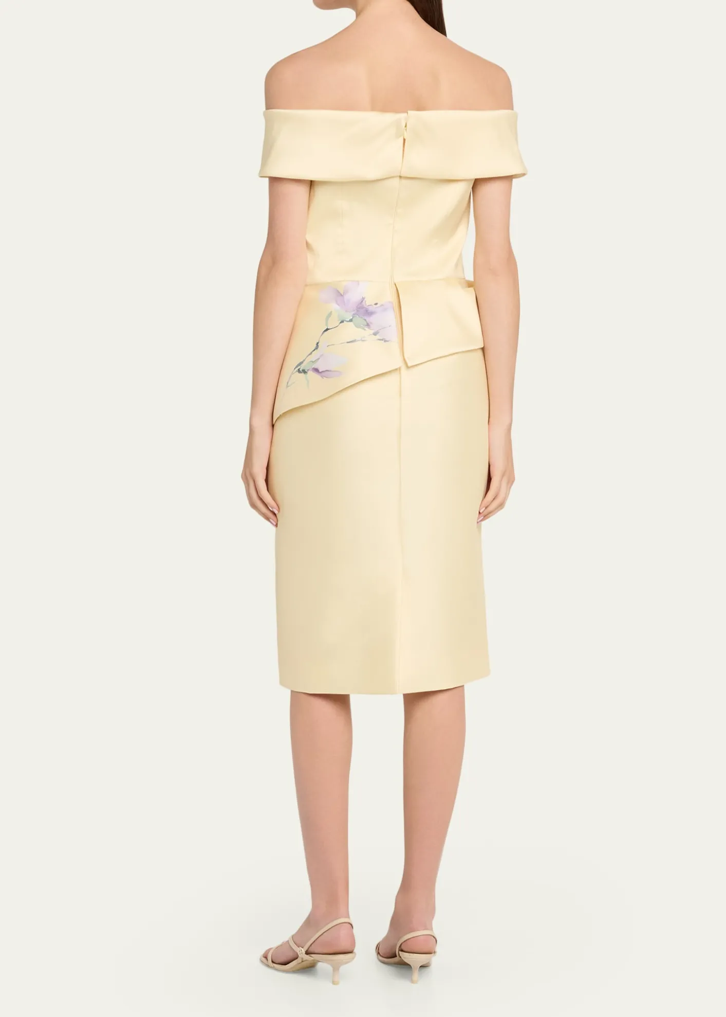 Rickie Freeman for Teri JonOff-Shoulder Peplum Mikado Midi Dress