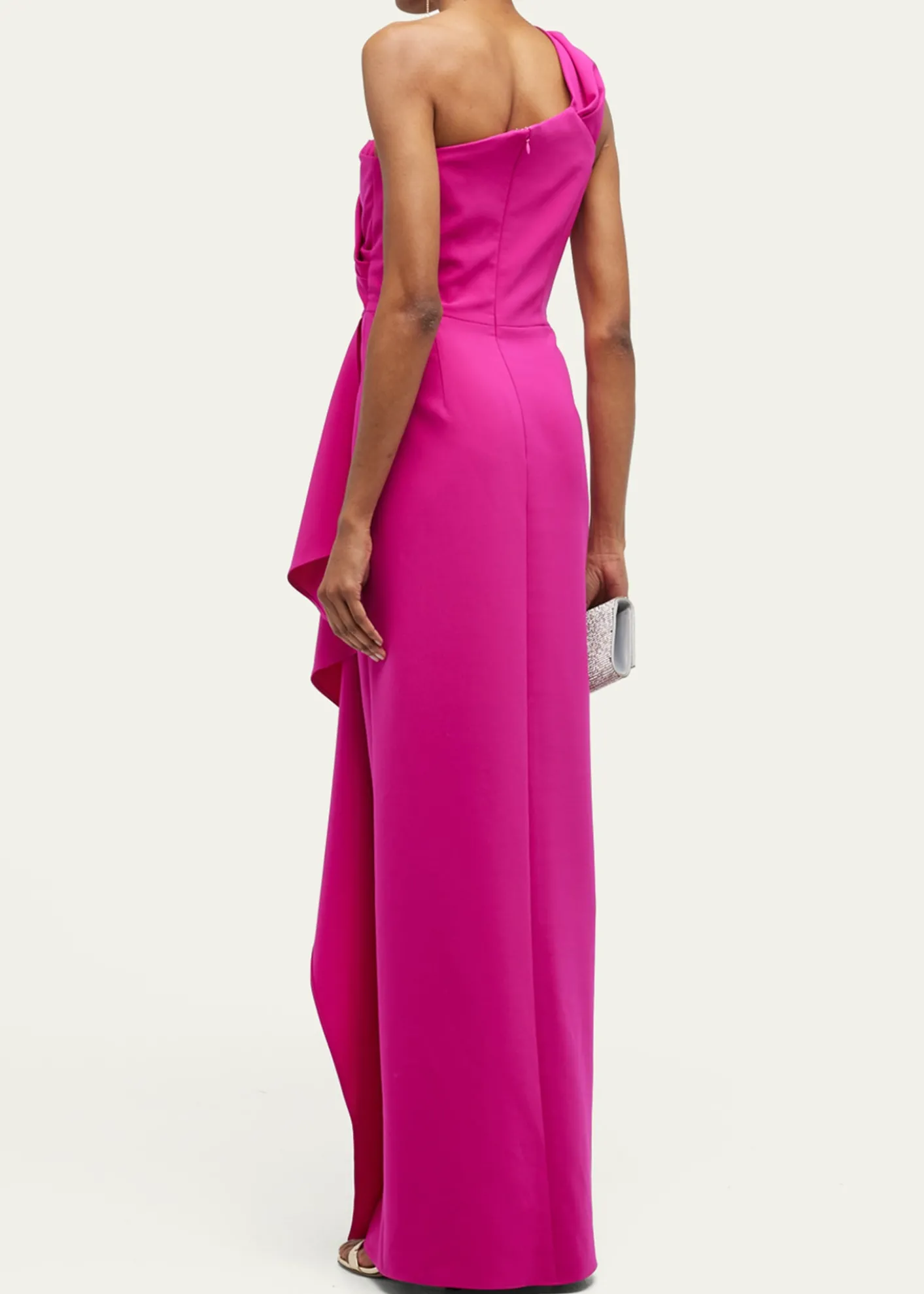 Rickie Freeman for Teri JonOne-Shoulder Draped Stretch Crepe Gown