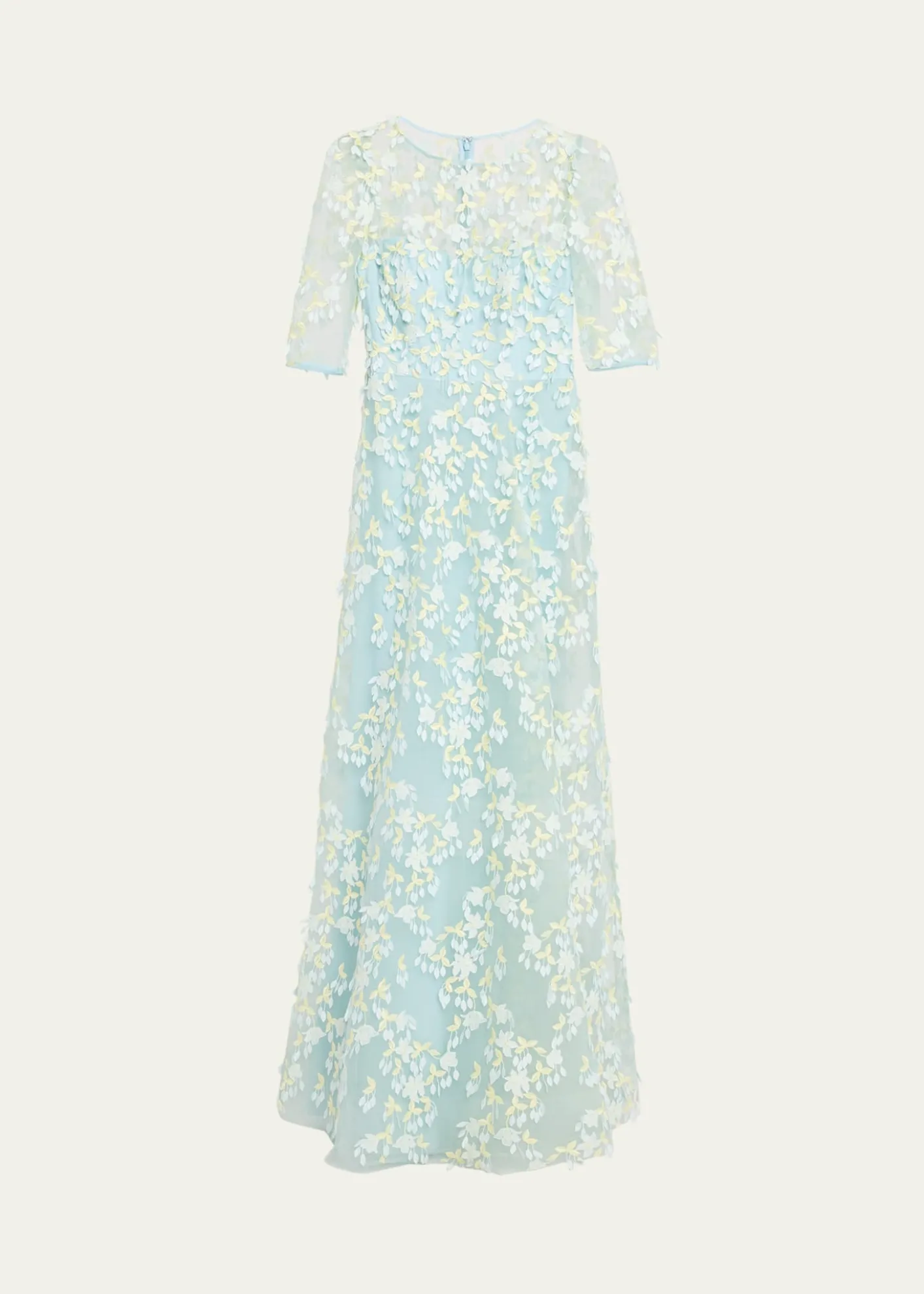 Rickie Freeman for Teri JonPetal Applique Illusion Tulle Gown