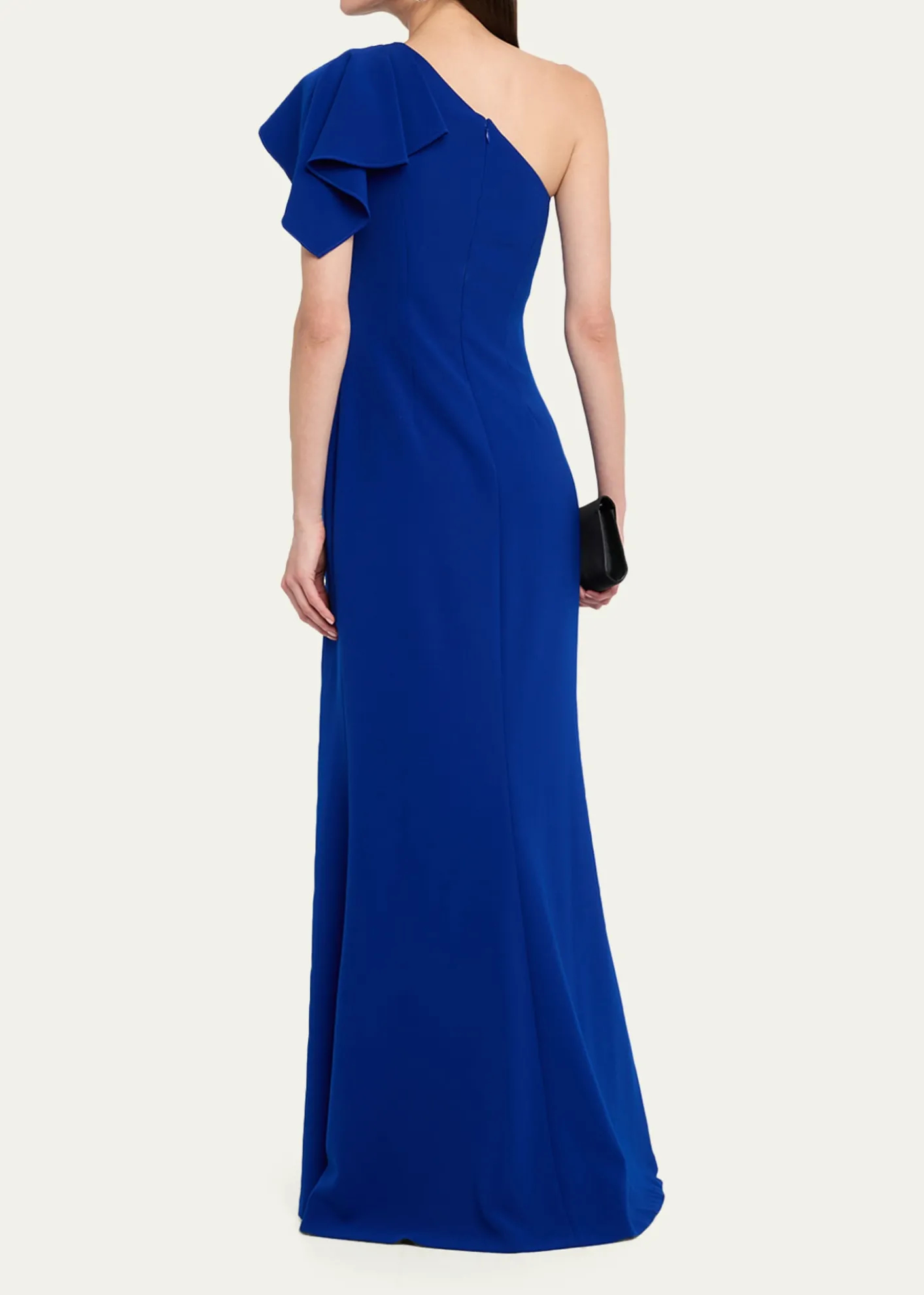 Rickie Freeman for Teri JonPleated One-Shoulder Stretch Crepe Gown