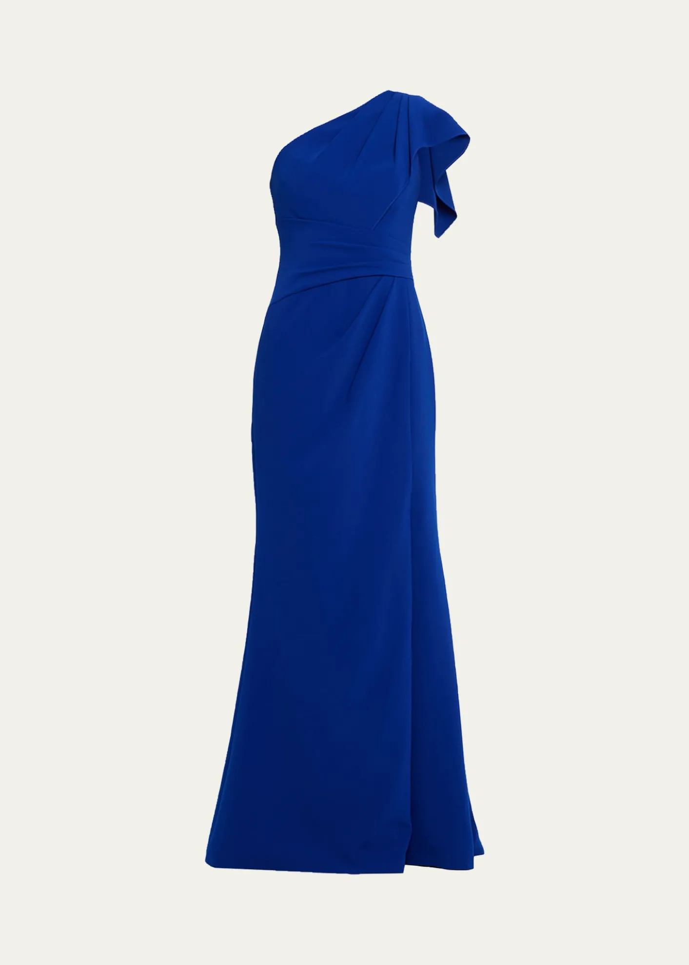 Rickie Freeman for Teri JonPleated One-Shoulder Stretch Crepe Gown