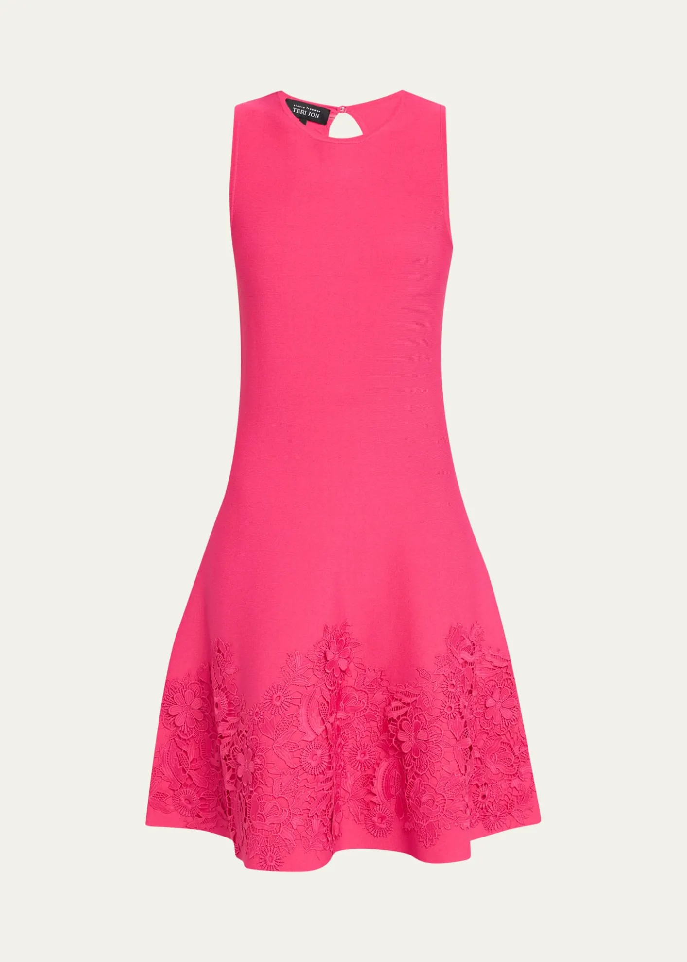 Rickie Freeman for Teri JonSleeveless Lace-Trim Knit Dress