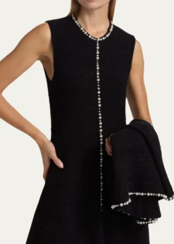 Rickie Freeman for Teri JonSleeveless Beaded Metallic Knit Dress