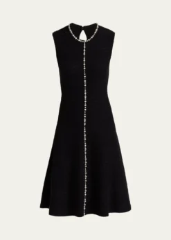Rickie Freeman for Teri JonSleeveless Beaded Metallic Knit Dress