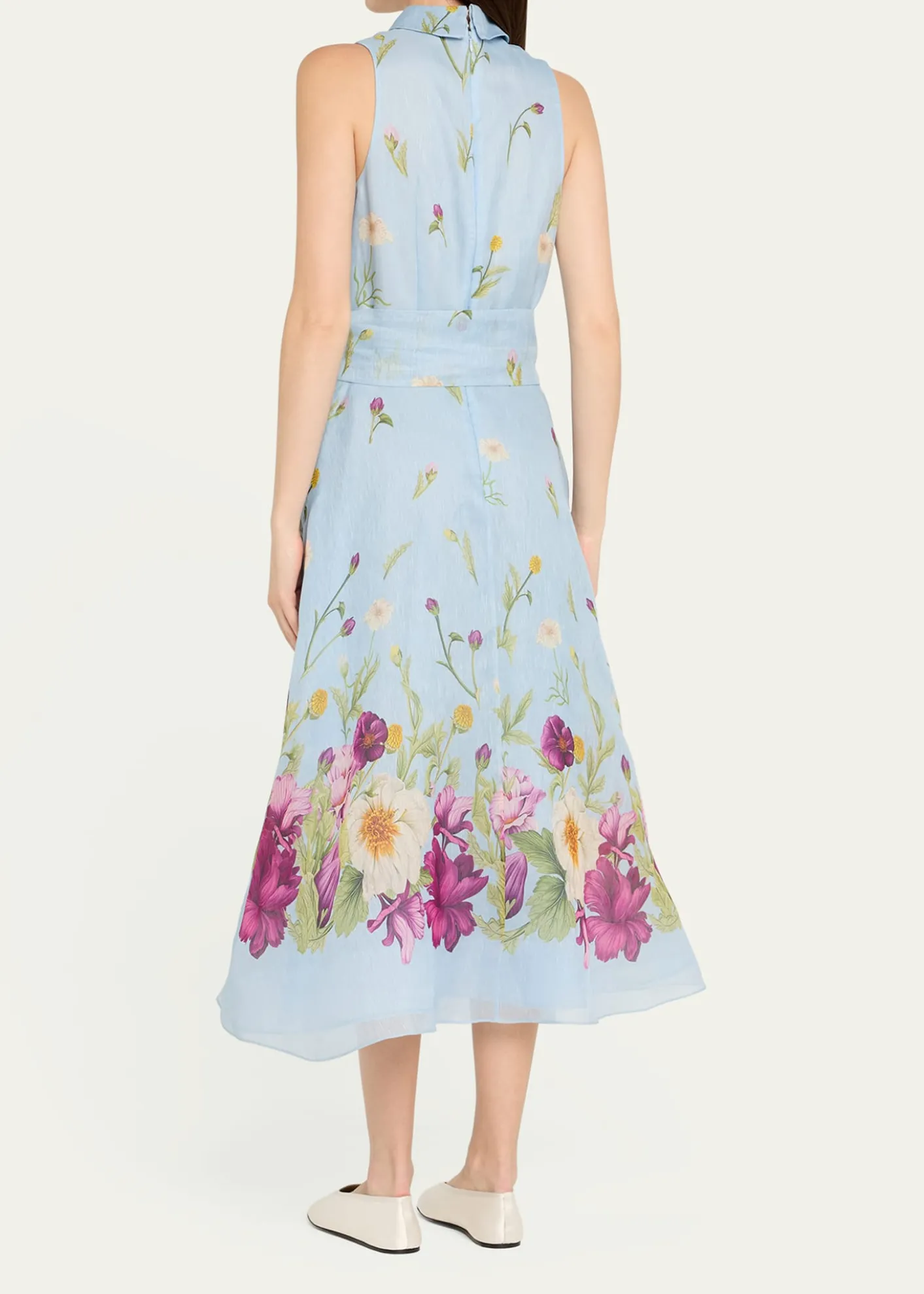 Rickie Freeman for Teri JonSleeveless Floral-Print Midi Shirtdress