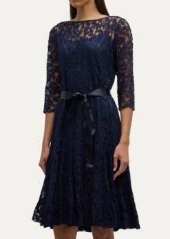 Rickie Freeman for Teri Jon3/4-Sleeve Lace Overlay Cocktail Dress