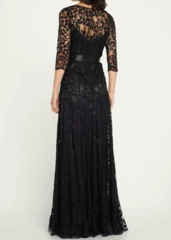 Rickie Freeman for Teri Jon3/4-Sleeve Lace Overlay Gown