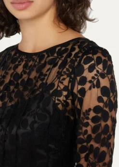 Rickie Freeman for Teri Jon3/4-Sleeve Lace Overlay Gown
