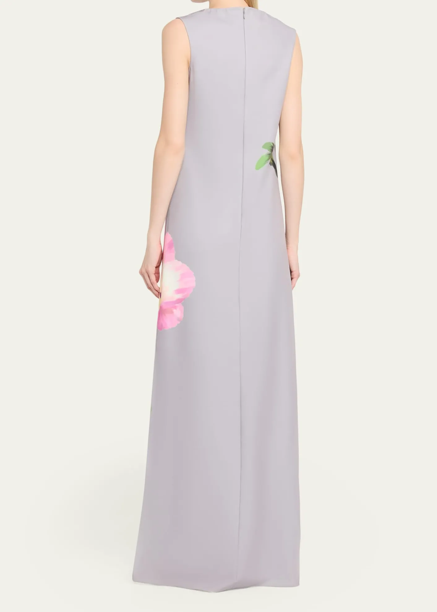 Rickie Freeman for Teri JonSleeveless Floral-Print Scuba Column Gown