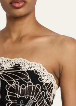 Rickie Freeman for Teri JonStrapless Floral-Embroidered Tulle Maxi Dress