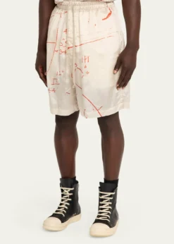 Rick OwensMath Print Satin Drawstring Shorts