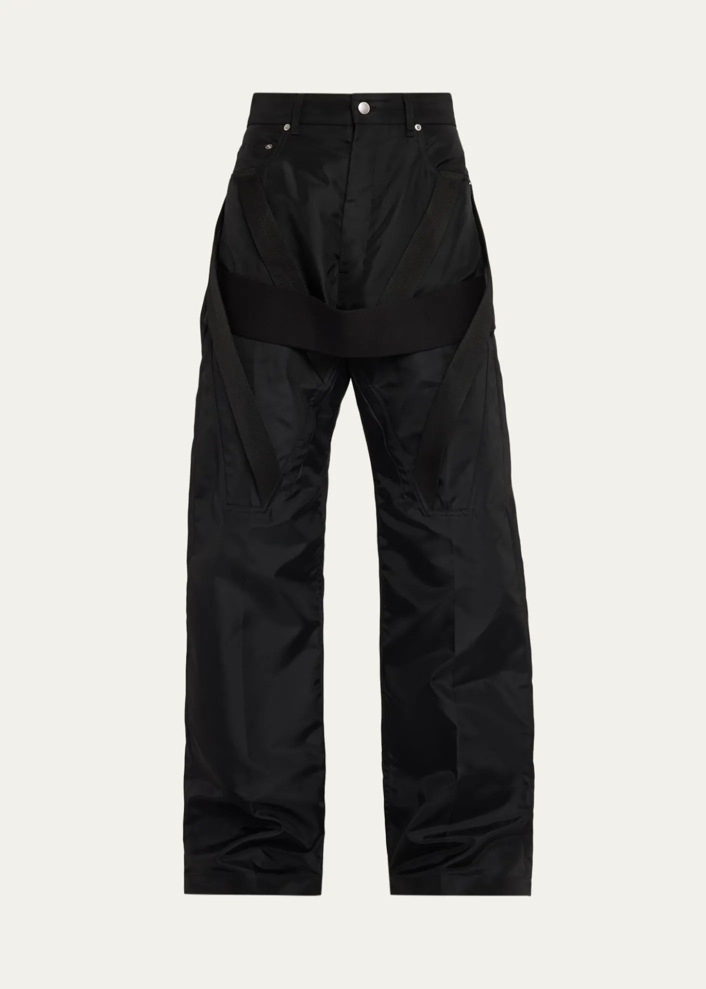 Rick OwensMen's Megastrapped Geth Nylon Canvas Wide-Leg Jeans