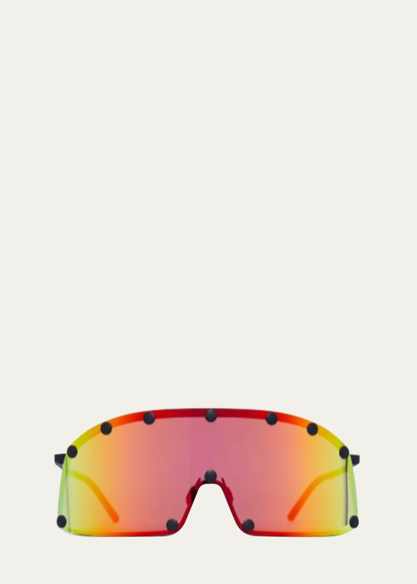 Rick OwensMen's Mirrored Studded Shield Sunglasses