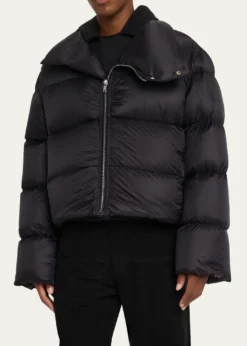 Rick OwensMen's Nylon Cropped Turtleneck Puffer Jacket