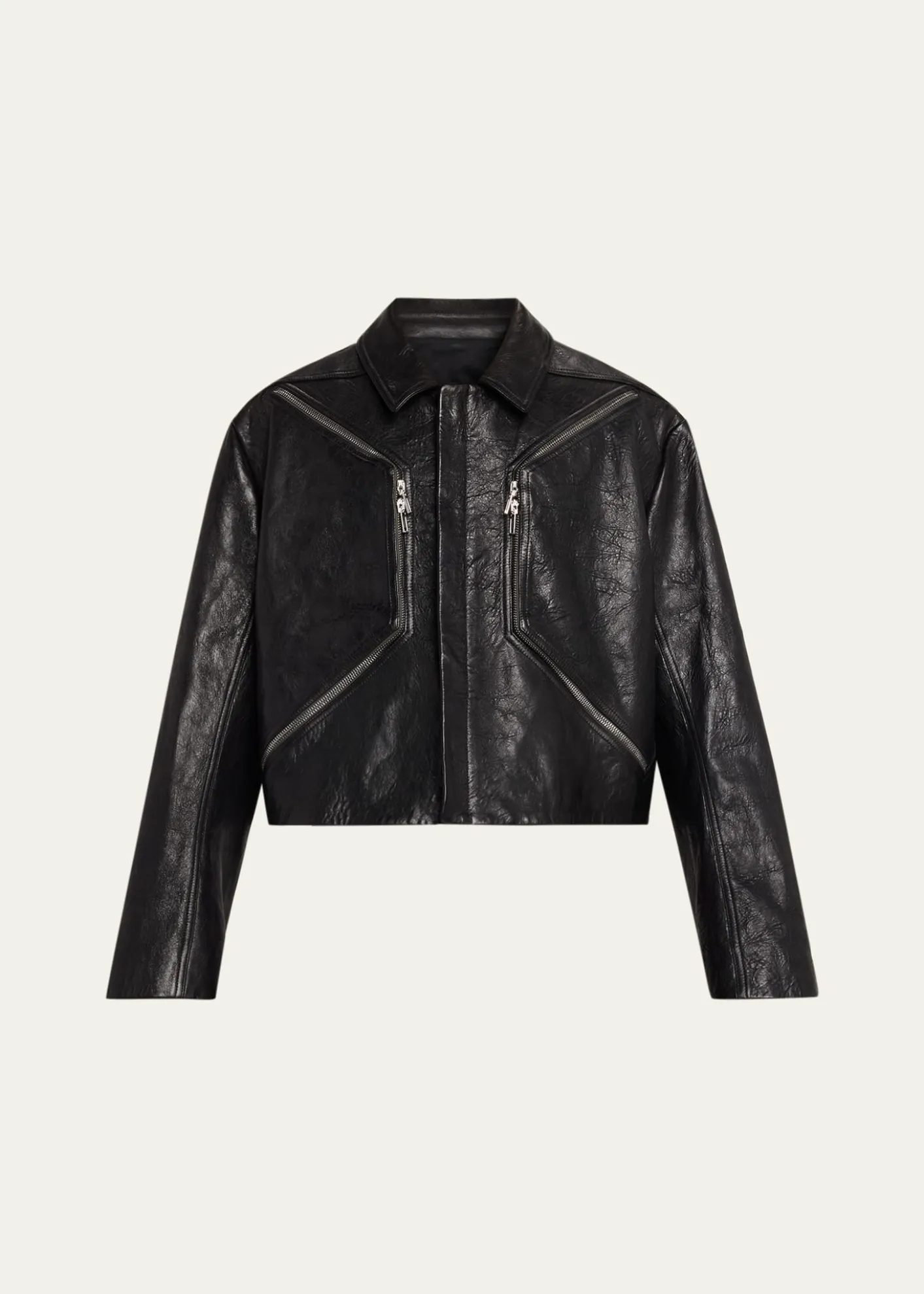 Rick OwensMen's Textured-Leather Biker Jacket