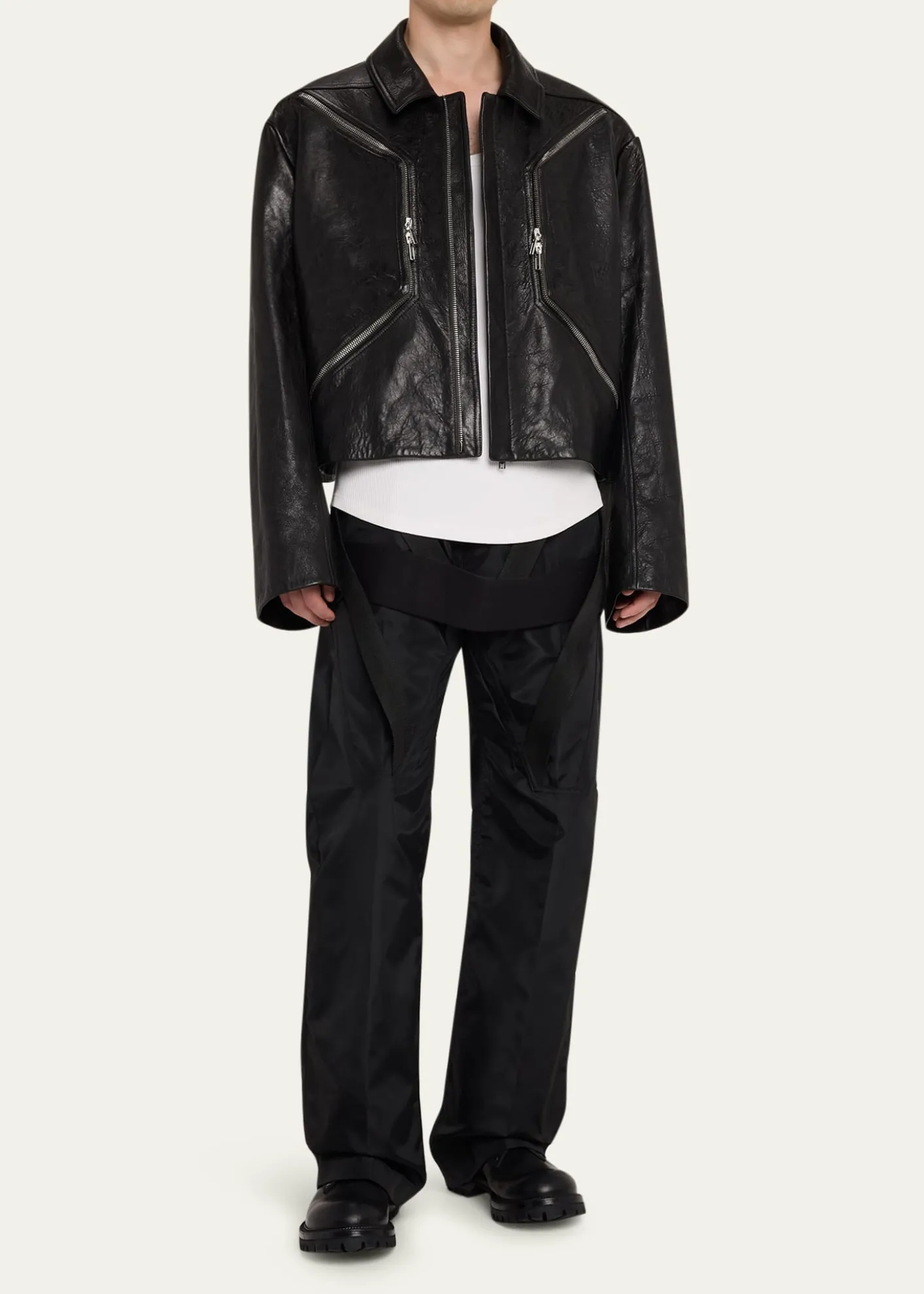 Rick OwensMen's Textured-Leather Biker Jacket