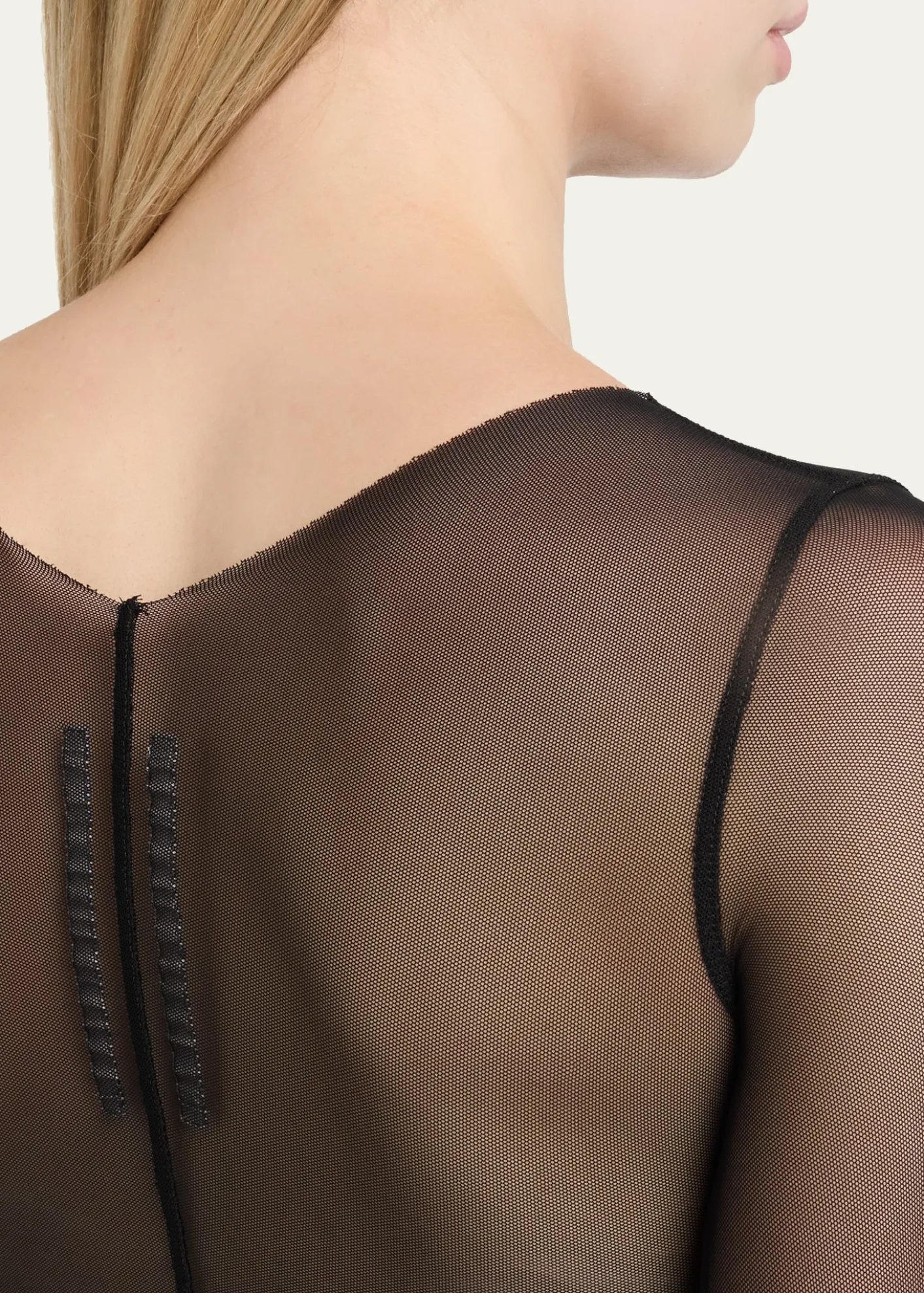 Rick OwensTemple Seamed Mesh Long-Sleeve Top