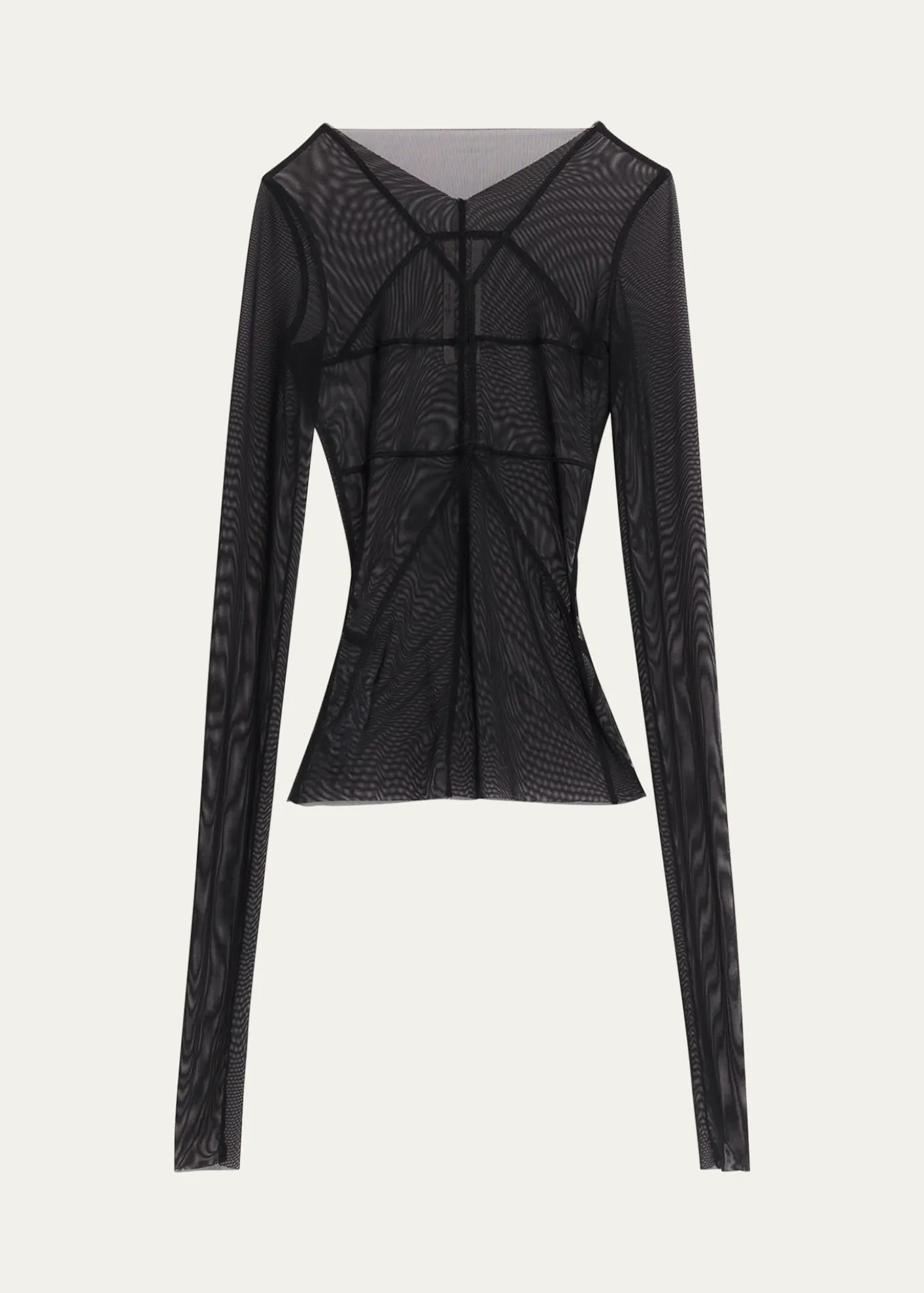 Rick OwensTemple Seamed Mesh Long-Sleeve Top