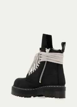 Rick Owensx Dr. Martens Quad Sole Steel Toe Leather Ankle Boots