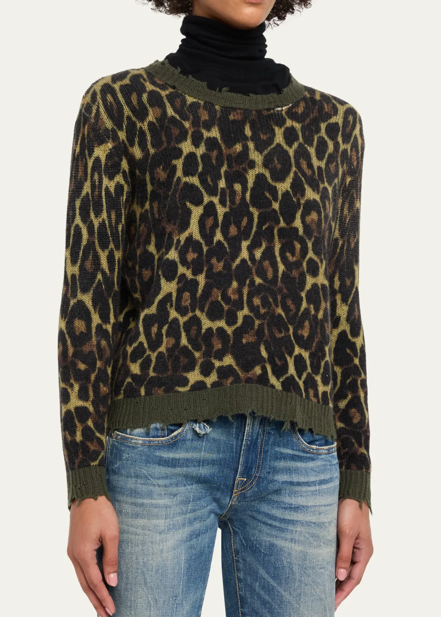 R13Leopard-Print Cashmere Sweater