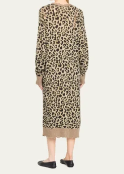 R13Leopard-Print Long Cashmere Cardigan