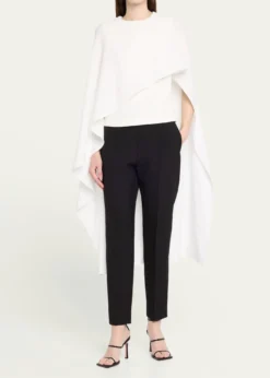 Roland MouretAsymmetric Satin Crepe Cape Top