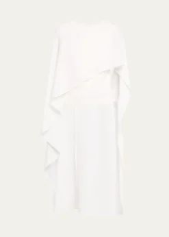 Roland MouretAsymmetric Satin Crepe Cape Top