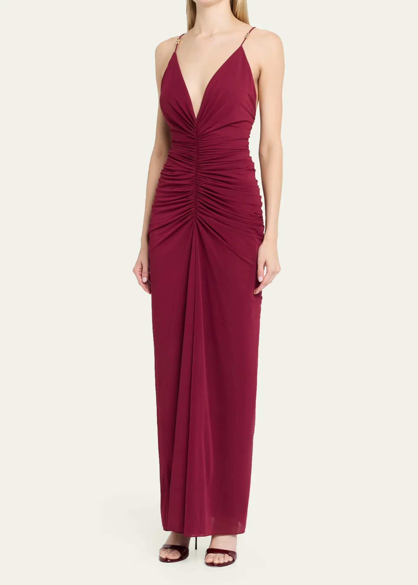 Ronny KoboAnya Ruched Tissue Jersey Column Gown