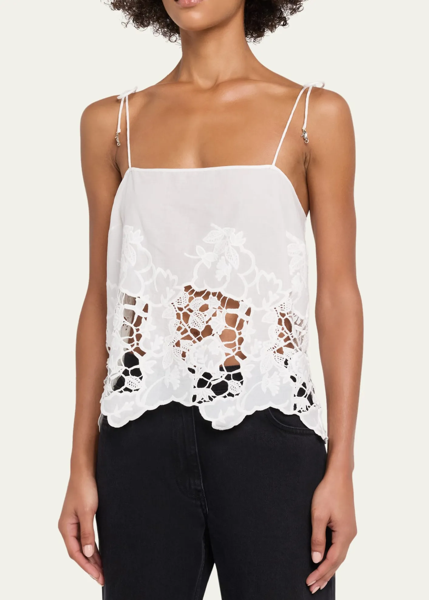 Ronny KoboBlaire Floral-Embroidered Cotton Top