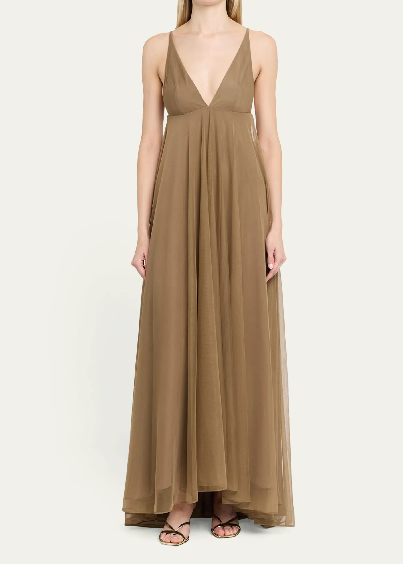 Ronny KoboChrissina Plunging Tulle Gown