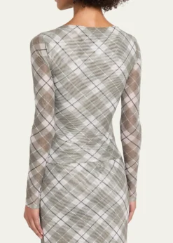 Ronny KoboFlume Plaid-Print Mesh Top