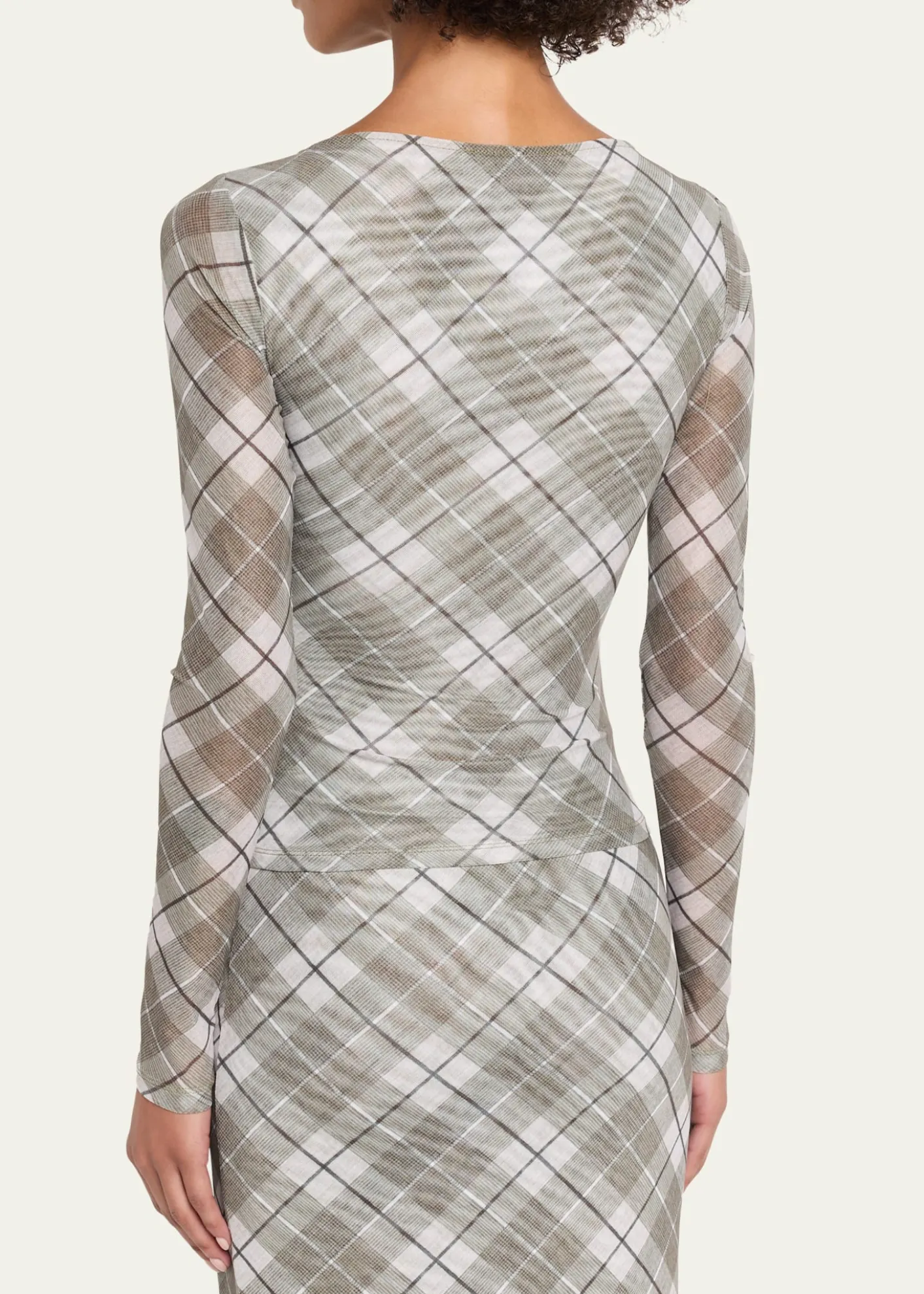 Ronny KoboFlume Plaid-Print Mesh Top