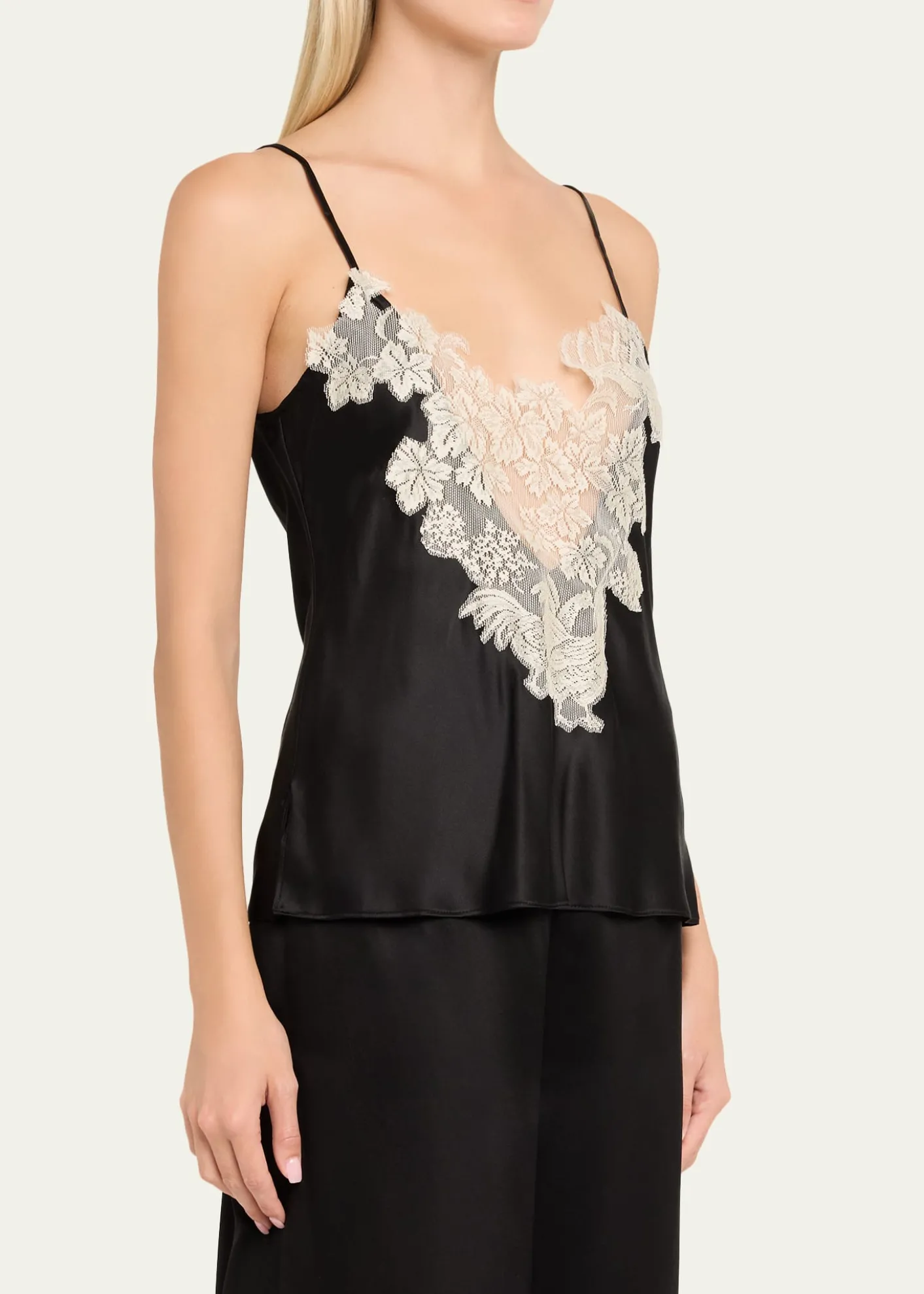 Rosie AssoulinChicken Lace Inset Satin Cami Top