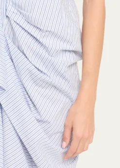 Rosie AssoulinGathered Ruffle Striped Cotton Midi Shirtdress