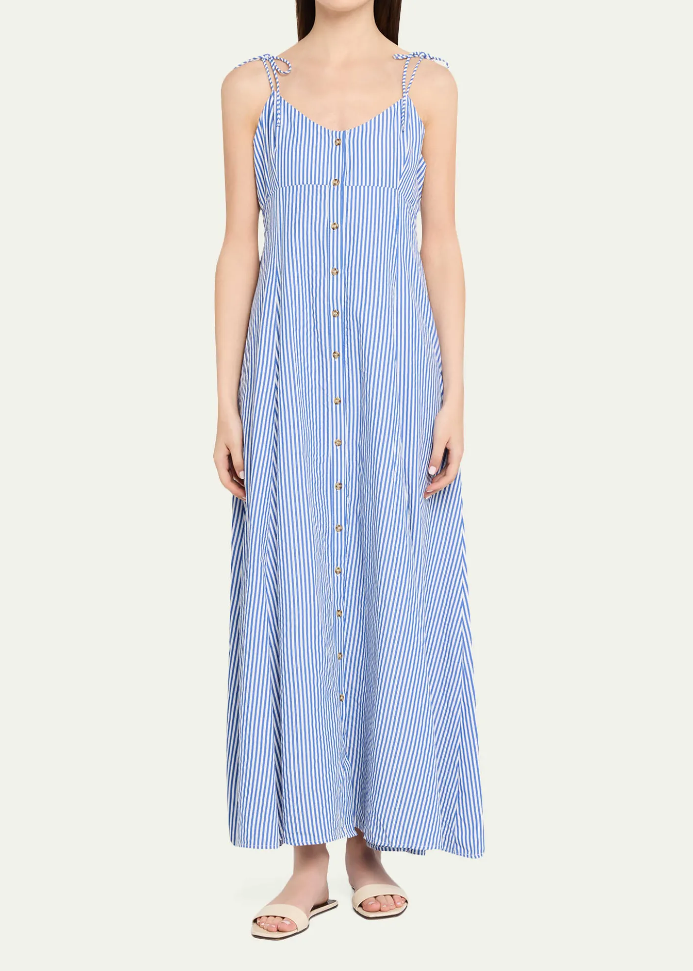 Rosie AssoulinHigh Garden Striped Button-Front Maxi Dress