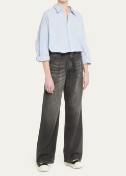 R13Oxford Oversized Pin-Stripe Shirt