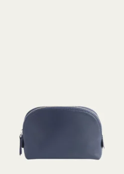 ROYCE New YorkMonogrammed Compact Leather Cosmetic Bag, Personalized